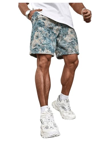 GORGLITTER Men's Floral Embroidery Drawstring Shorts Graphic Paisley Casual Gym Shorts3