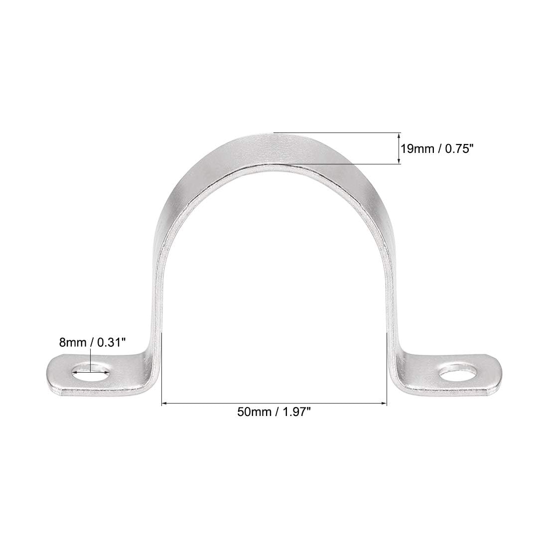 TA-VIGOR 2Pcs Rigid Pipe Straps, 50mm 2 Holes Stainless Steel Tension Tube Clip Clamp - Image 2