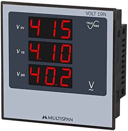 Multispan Corded Electric Volt-19N Three Phase Volt Meter, Multicolor