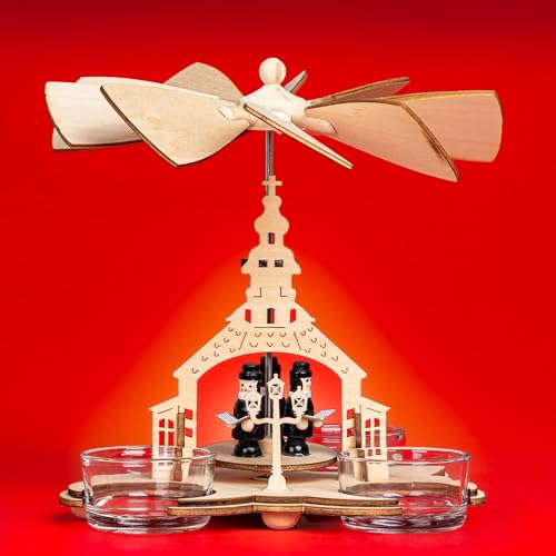 SIKORA Mini Teelicht Weihnachtspyramide aus Holz Deko Pyramide...