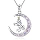 StoryEtain Einhorn Geschenke für Mädchen 925 Sterling Silber Einhorn Kette Halbmond Anhänger Einhorn Halskette Einhorn Schmuck für Kindern Tochter Damen