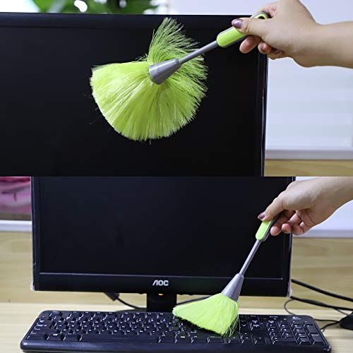 Image of WOVTE 3 Pack Fluffy Microfiber Delicate Kitchen Duster Laptop Keyboard Brush Computer Screen Cleaner Tool Mini Dusting Wand (Blue, Green, Pink)