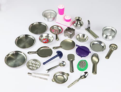 Image of 26 Pcs Stainless Steel Kitchen Set, Miniature Kitchen Set, Real Cooking Kit for Play, Miniature Cooking Set for Kids, Baby Kitchen Set Toys for Girls, Mini Kitchen Set for Kids - (Pack-26)