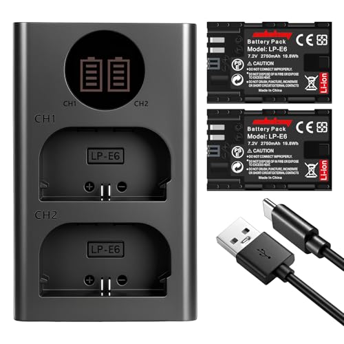 Cargador doble con baterías LP-E6 para sesiones largas de fotos en viajes con EOS R7