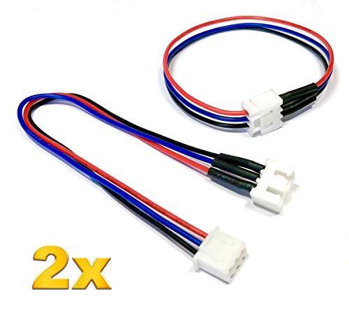 VUNIVERSUM Mr.stecker Modellbau® - 2 cables de balance JST-XH 2S de 3 pines, cable alargador XH macho a hembra de 15 cm, cable adaptador de color, batería de polímero de litio