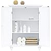 Teamson Home Versailles Wooden Freestanding Floor Storage Cabinet with 2 Adjustable Interior Shelves 3 Storage Spaces and 2 Floral Scroll Doors, White