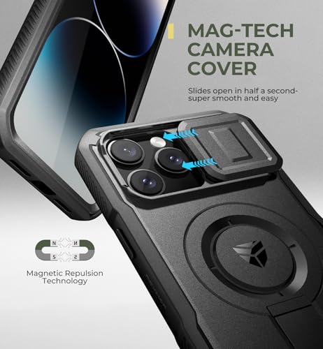 Dexnor for iPhone 14 Pro Max Case with Slide Camera Cover & Adjustable Kickstand & Built-in Screen Protector, Magnetic Rugged Shockproof Bumper Cases Heavy-Duty Magnetic Protective Cover,Black by Dexnor - Used condition - Image 4