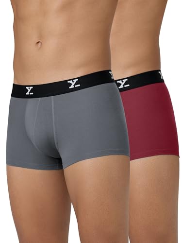 Image of XYXX Men's Micro Modal Trunks - Ace Underwear for Men Pack of 2 (XL; Rio Red+Grey)