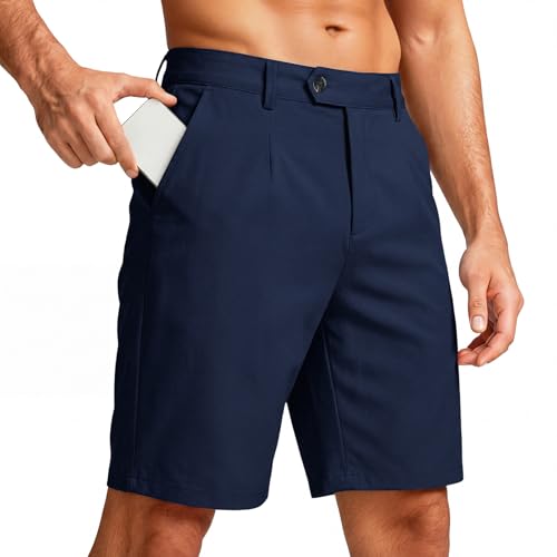 GINGTTO Men's Dress Shorts 9" Stretch Lightweight Golf Shorts for Men with Expandable Waist 34 Navy Blue