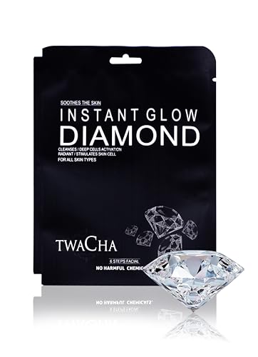 Image of TWACHA Instant Glow Diamond Facial Kit | Improves Skin Elasticity, Provides Instant Glow,Deep Cleanses,Brightens and Lightens Patchy Damaged Skin | Suits of All Skin Type | (6 Steps Facial)