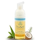 Deep Cleansing Clear Skin Face Wash - TruSelf Organics Acne Fighting Foaming Cleanser for Oily Combination Skin - Organic Pore Cleanser with Tea Tree Oil Control - Vegan USA Made Travel Size 1.7 oz