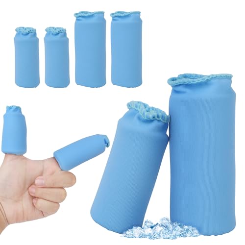 4pcs Manchons de Glace pour les Doigts, 3cm de Diamètre Manchon de Compression pour Les Doigts Protection Contre le Froid des Doigts Convient Aux Compresses Chaudes et Froides (Bleu)