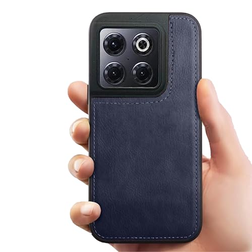 Image of Leather Case for OnePlus 10T Premium Protective Stylish Slim Cover with Shockproof Raised Edges Blue