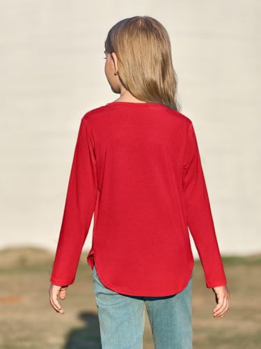Image of Haloumoning Girls Long Sleeve T Shirts Kids Crewneck Tops 5-14 Years