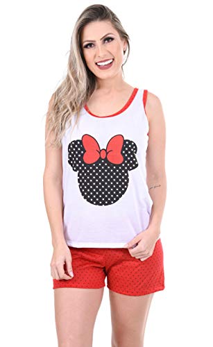 Pijama Ayron 101 Feminino Personagem Estampado Liso Adulto Curto Regata Mãe Malha PP (GG, Vermelho)