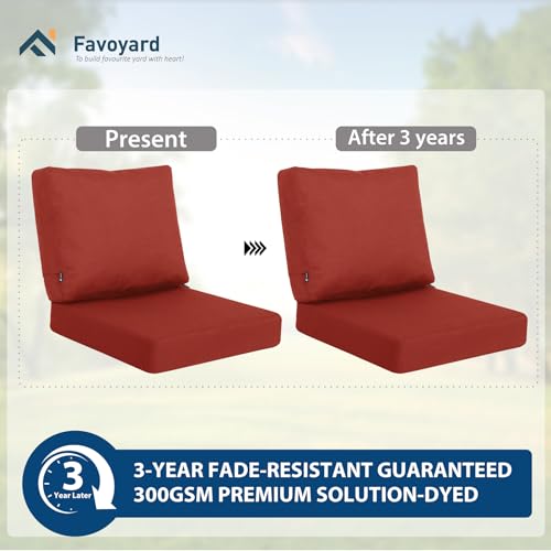 Favoyard Deep Seat Patio Cushions 24 × 24 inch Rainproof & Fadeness Furniture Cushion Set for Outdoor Chair Couch with Polyester-Linen Fabric & Removable Cover, Hidden Zipper and Adjustment Staps by Favoyard - Image 5