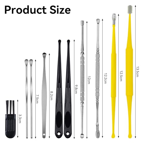 Ohrenreiniger Edelstahl Set, 10 Stück Ohrenschmalz Entferner, Ear Cleaning Ohr Schmalz Reiniger Werkzeug, Sichere Spirale Ear Cleaner Ohren Reinigung Werkzeug für Kinder Erwachsene