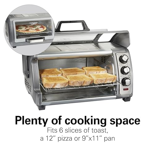 Hamilton Beach Air Fryer Toaster Oven Combo with Large Capacity, Fits 6 Slices or 12” Pizza, 4 Cooking Functions for Convection, Bake, Broil, Roll-Top Door, Easy Reach Sure-Crisp, Stainless Steel by Hamilton Beach - Image 4