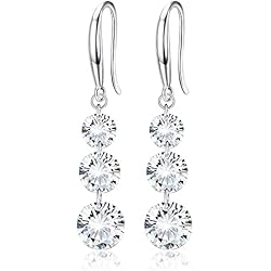 Pendientes Largos Plata Circonitas KALVICA Pendientes Colgantes de Plata de Ley 925 para Mujer Pendientes Plata con Circonita Cúbica Pendientes Colgantes Largos