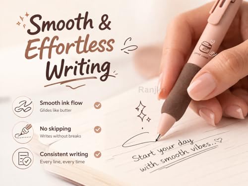 Image of Coffee Theme Gel Pens Set of 5 | 0.5mm Fine Tip Blue Ink Pens | Soft Grip Smooth Writing Pens | Aesthetic Cute Stationery for Students, Office, Journaling & Gifts