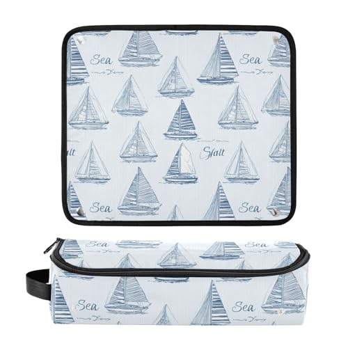 Sailboat Sea Light Blue Bolso Organizador de Herramientas para Cabello Resistente al Calor y al Agua para Mujeres miniatura 3