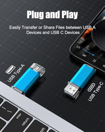 Image of KOOTION USB-C Flash Drive 128GB 2 in 1 USB 3.0 /USB Type C Thumb Drive High Speed up to 90 MB /s Dual OTG Thumb Drive USB Stick for Samsung, Xiaomi, Oneplus, MacBook, Chromebook Pixel etc.