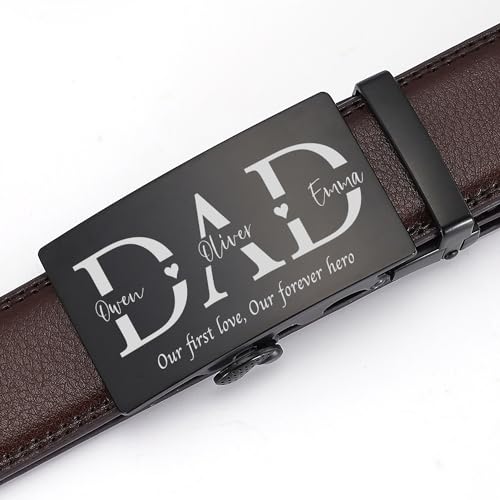 Personalized Leather Ratchet Belt for Men Custom Monogram Dad with Kids Names Father’s Day Gifts for Daddy from Daughter3