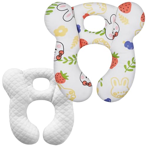 Image of ZHOMA Baby Travel Pillow, Upgrade U-Shape Infant Pillow for Car Seat Pushchair and Stroller, Soft Comfortable Sleep Cushion for Kids Newborn and Toddler -StrawberryWhite