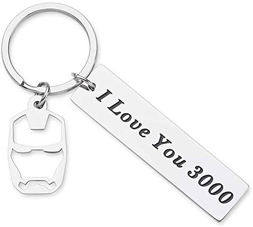I Love You 3000 Keychain for Boyfriend Girlfriend Iron Man Gift Dad Father Mother Girly Comic Movie Inspired Gift Avengers Endgame Avengers Fan Gift Couples Keychain for Husband Wife Birthday