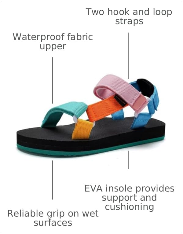 Image of WateLves Kids Sandals Boys Girls Lightweight Non-slip Athletic Sandals with Adjustable Webbing for Hiking Walking Beach Water Sports