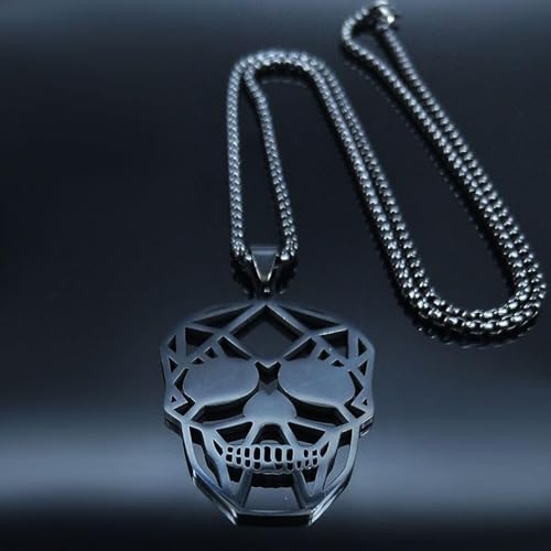 Collier homme tête de mort robuste pour éviter l'oxydation