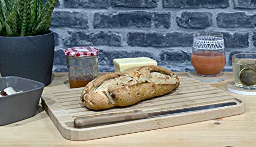 Tabla de cocina de bambú resistente Pebbly NBA127 grande con cuchillo imantado 6
