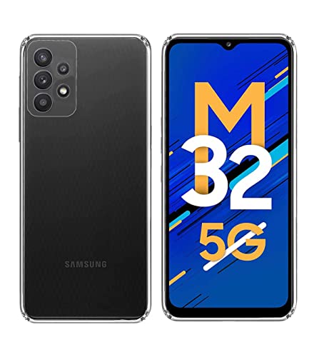 Image of Soft Flexible Silicone Back Cover Compatible with Samsung Galaxy M32 5G, Transparent Case + Screen Guard