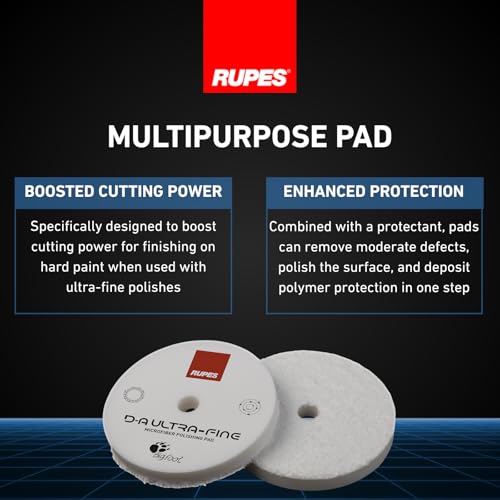 Image of RUPES 130mm Pack of 48 White D-A Ultra-FINE Microfiber Polishing Pad | Compatible with 5 inch Backing Plate | Enhances Final Finish & Gloss | Removes Extremely Fine Paint and Marks