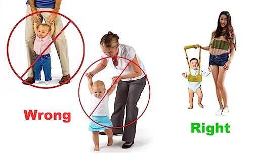 Image of Baby Walking Harness - Handheld Kids Walker Helper - Toddler Infant Walker Harness Assistant Belt - Child Learning Walk Support Assist Trainer Tool - for 7-24 Month Old (Yellow)