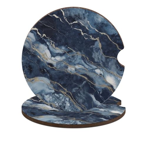 Portavasos para auto de madera Marble Azul Marino 2 unidades miniatura 1