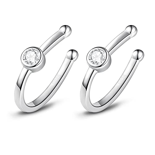 925 Sterling Silver Ear Cuff Earrings Minimalist Cubic Zirconia Non Piercing Cartilage Earring for Teen Girls Women's Ear Cuffs & Wraps