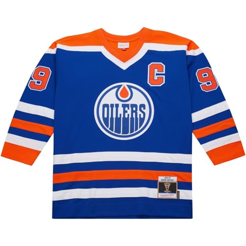 Mitchell and Ness Blue Line Wayne Gretzky Edmonton Oilers 1986 Jersey L
