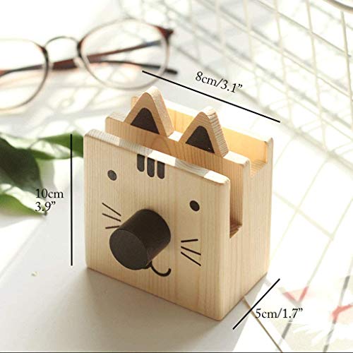 Porte-Stylo en Bois Massif, Seau à stylos de Bureau, Animal Mignon avec Cadre de Lunettes et Support de Rangement pour téléphone Portable (élan)