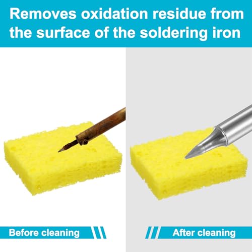 Image of uxcell Soldering Sponge 1.97 inch x 1.38 inch Rectangle Sponge Replacement Welding Soldering Iron Tip Cleaning Pads Soldering Iron Special High Temperature Sponge Yellow 20pcs