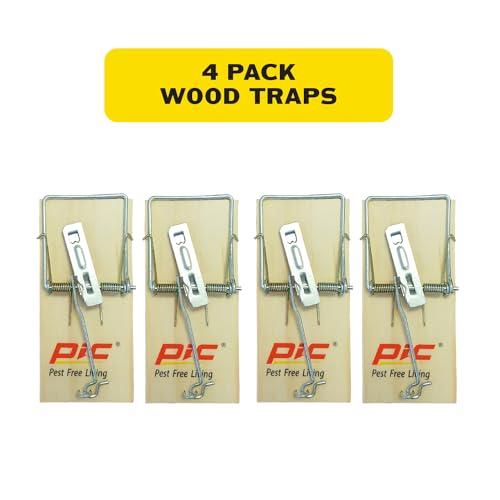 Image of PIC Wood Mouse Traps, 4 Count