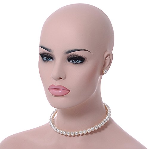 Juego de collar de cuentas de cristal crema 10mm pendientes tuerca perla 6