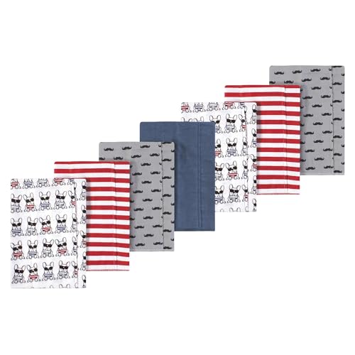 Luvable Friends Hudson Baby Flannel Burp Cloths 7pk, Blue French Dog