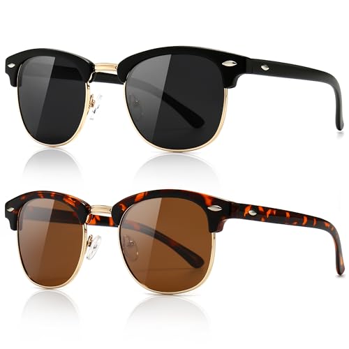 Image of SUNGAIT Polarized Sunglasses for Men and Women, Classic Half-Frame Retro Shades for Driving, Travel, and Outdoor Activities
