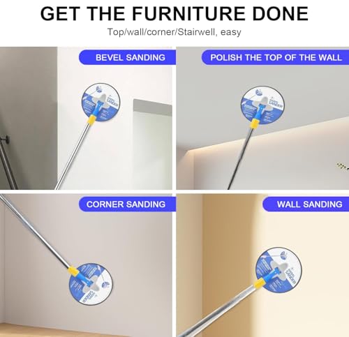 Pole Sander for Drywall, 9In Dry Wall Sander with Extension Pole 360 Degree Rotation Hand Radial Sanders Complete with 5pcs Sanding Sheets (80, 100, 120, 180, 240 Grit) (Blue) - Image 6