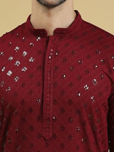Image of Rajubhai Hargovindas Men Chikankari and Sequin Work Kurta