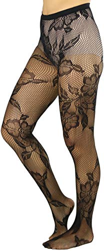 Image of ToBeInStyle Women's Elegant Floral Lace Inspired Spandex Net Full Length Tights