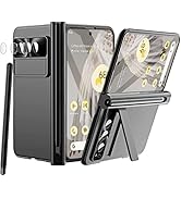 Miimall Compatibel met Google Pixel Fold Harde Scharnier Cover met Scharnierbescherming, Magnetische Hoes met HD-Schermbeschermer en Kickstand voor Pixel Fold-Silvers