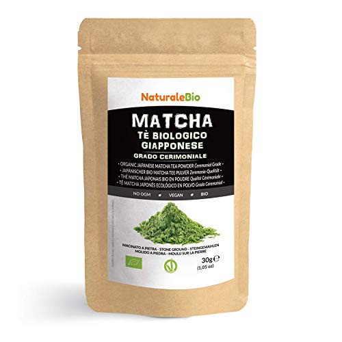 Organic Matcha Green Tea Powder [Ceremonial Grade] Refill 30g. Organic Japanese Tea Produced in Uji, Kyoto. Ideal for Drinking, Cooking and with Milk. NaturaleBio