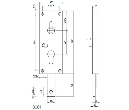 Bever Garagentorschloss 8001, Silber, Sicherheitsschloss, Garagentor, Schloss